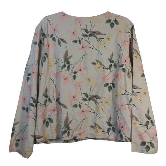 Erika & Co Vintage Neutral Floral Linen Jacket Shacket Cottage Size M - Picture 2 of 10